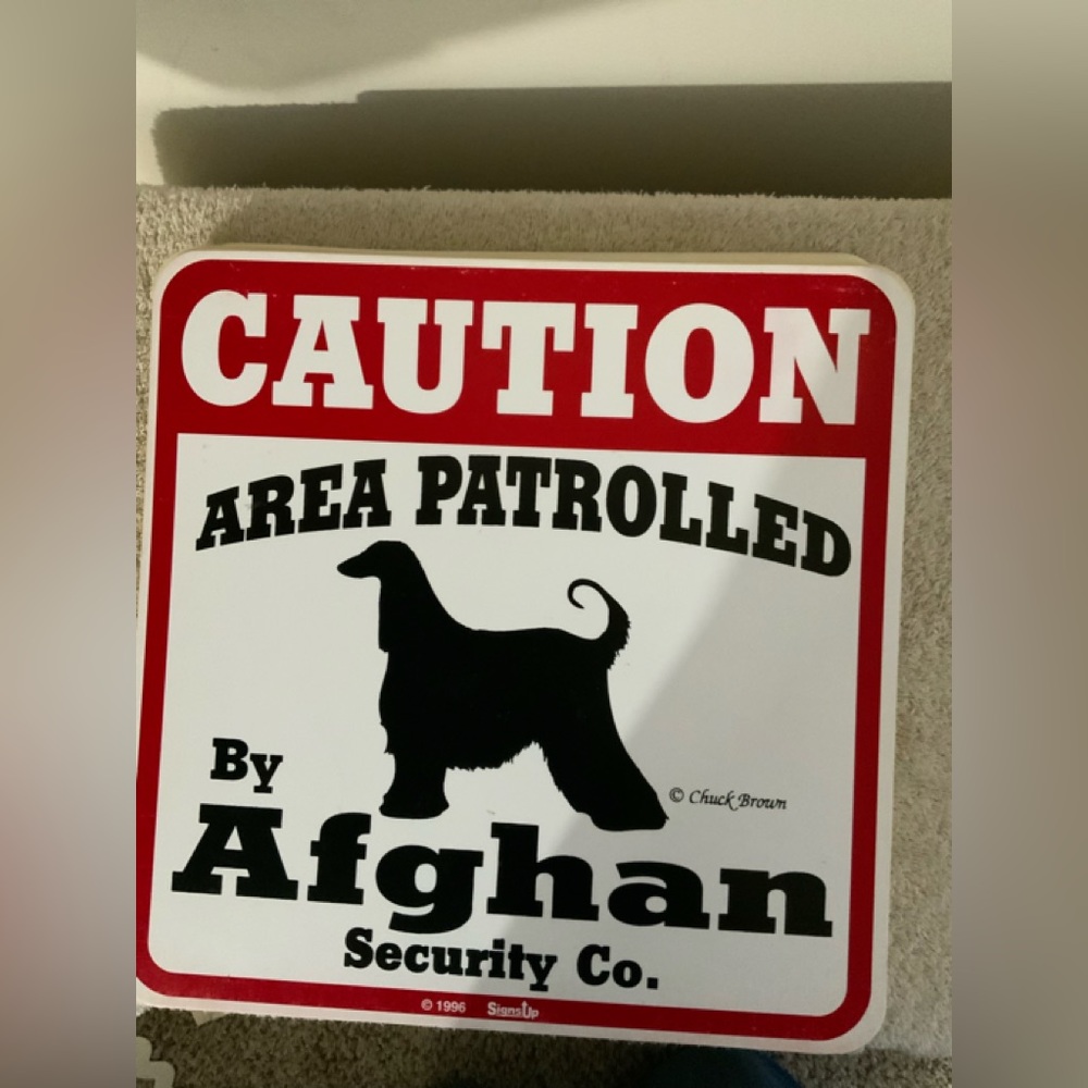 Vintage Caution Area Patrolled by Afghan Security Co. Sign 11X11
